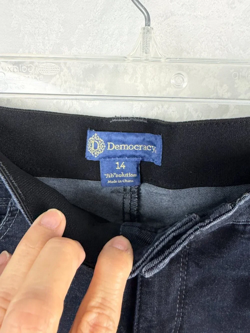 Democracy Absolution Women's Size 14 Black Denim Bermuda Shorts Stretch Mid Rise